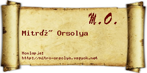 Mitró Orsolya névjegykártya